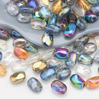Electroplated Irregular Stone Glass Beads 11x15mm Multicolor 40pcs 2