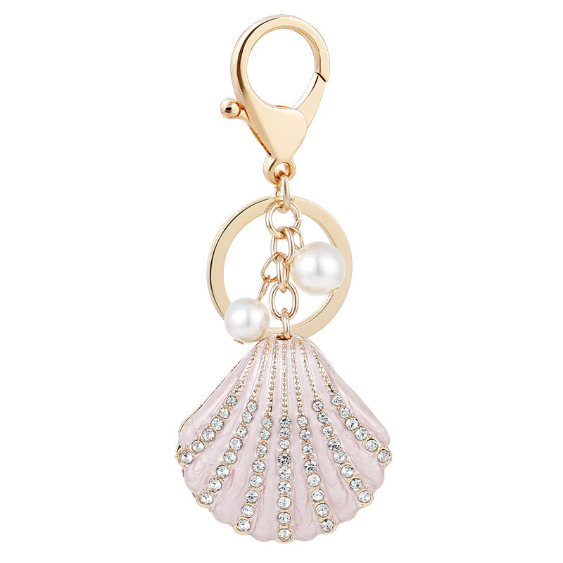 Alloy Rhinestone Shell Keychain with Diamond Pearl Inlay 10.9cm 5