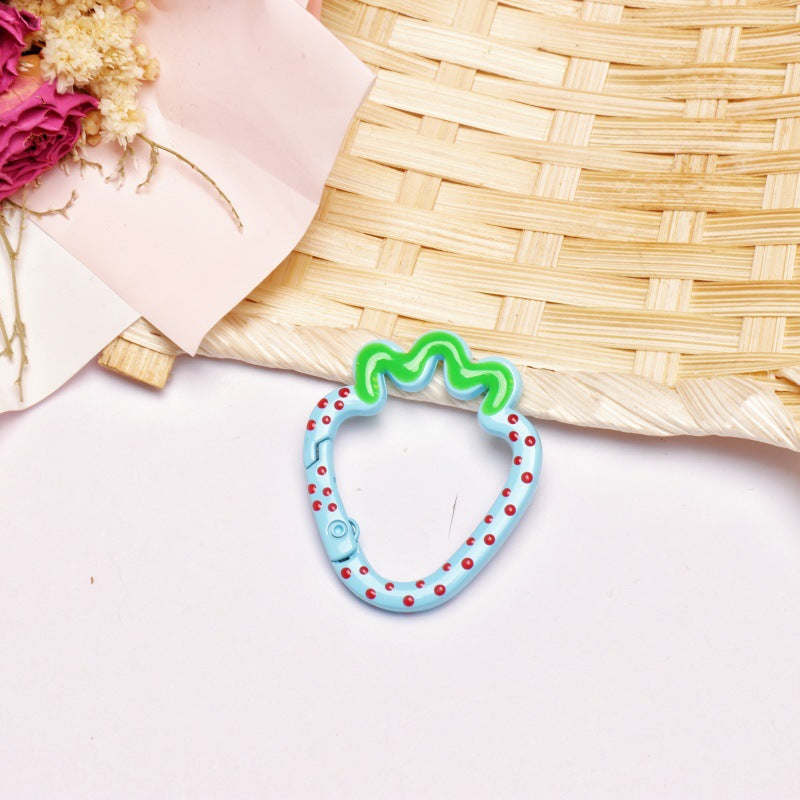 Alloy 37mm Strawberry Shaped Trigger Spring Keyrings 4pcs 17