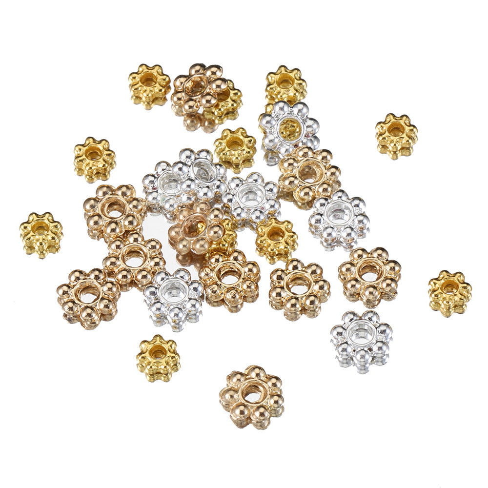 Brass Flower Spacer Beads 4-6mm Tiny Snow Design 50pcs 4