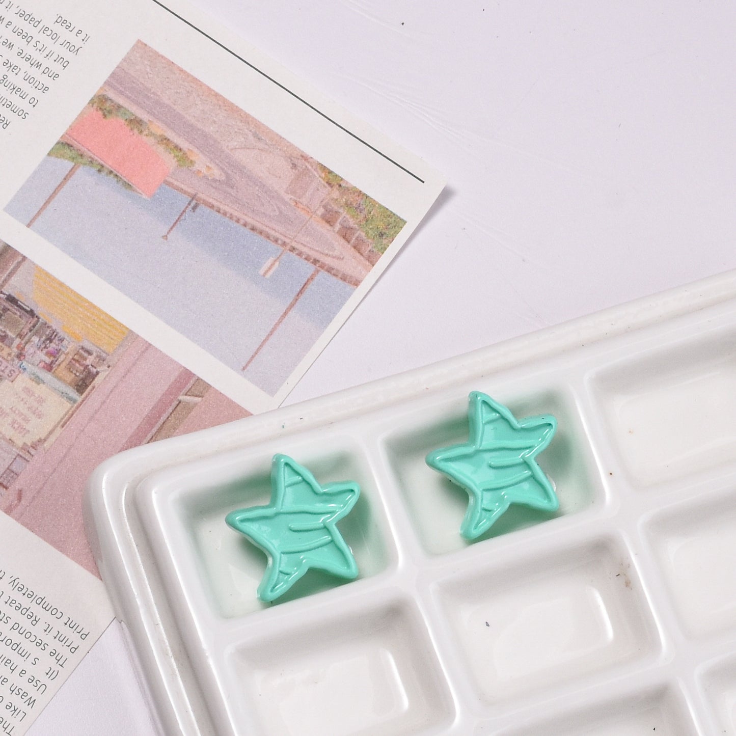 Colorful Recessed Star Acrylic Beads 17mm Mixed Colors 20pcs 13