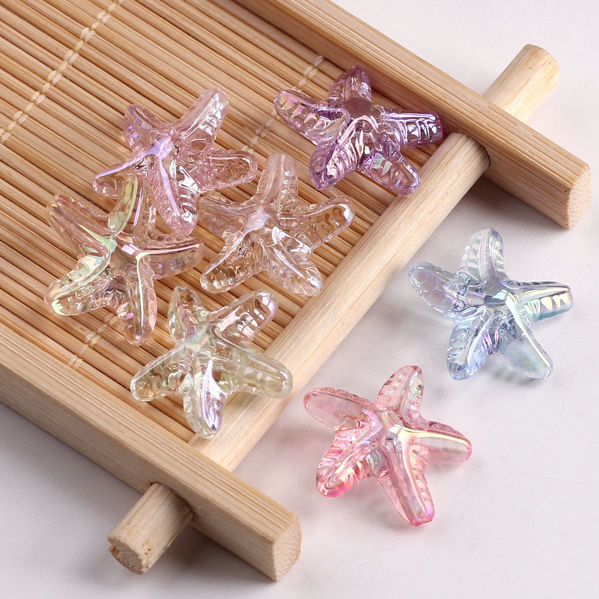Plating Transparent Starfish Acrylic Beads 19mm Assorted Colors 100pcs 2