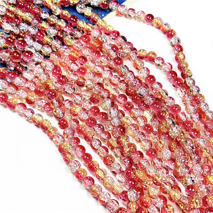 Crackle Flower Glass Beads 8mm Soft Purple Blue Gradient 3 Strands 48