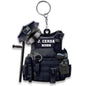 Acrylic Tactical Vest Police Cap Keychain Bold Yellow 226 Design 19