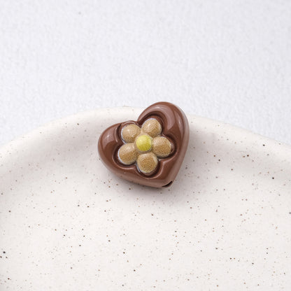 Floral Heart Acrylic Beads 21mm Colorful Mixed 50pcs 19