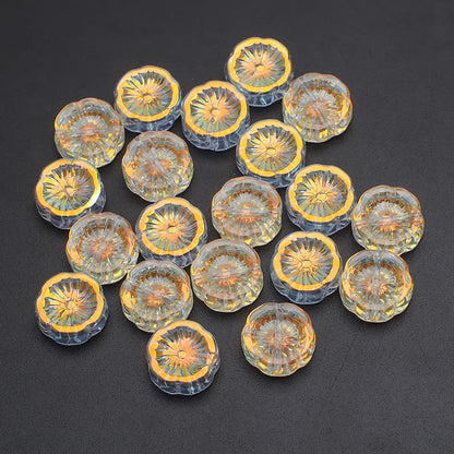 Electroplated Hawaiian Flower Glass Beads 14mm Transparent 20pcs 11