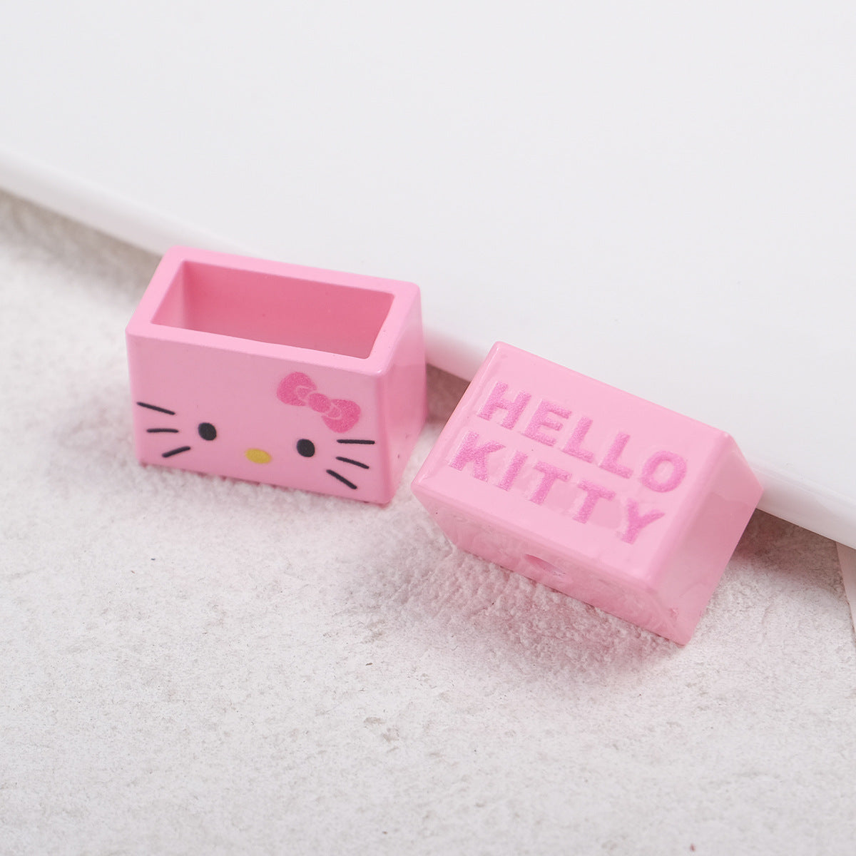 Painted Square Acrylic Beads 21mm Pink Hello Kitty 20pcs