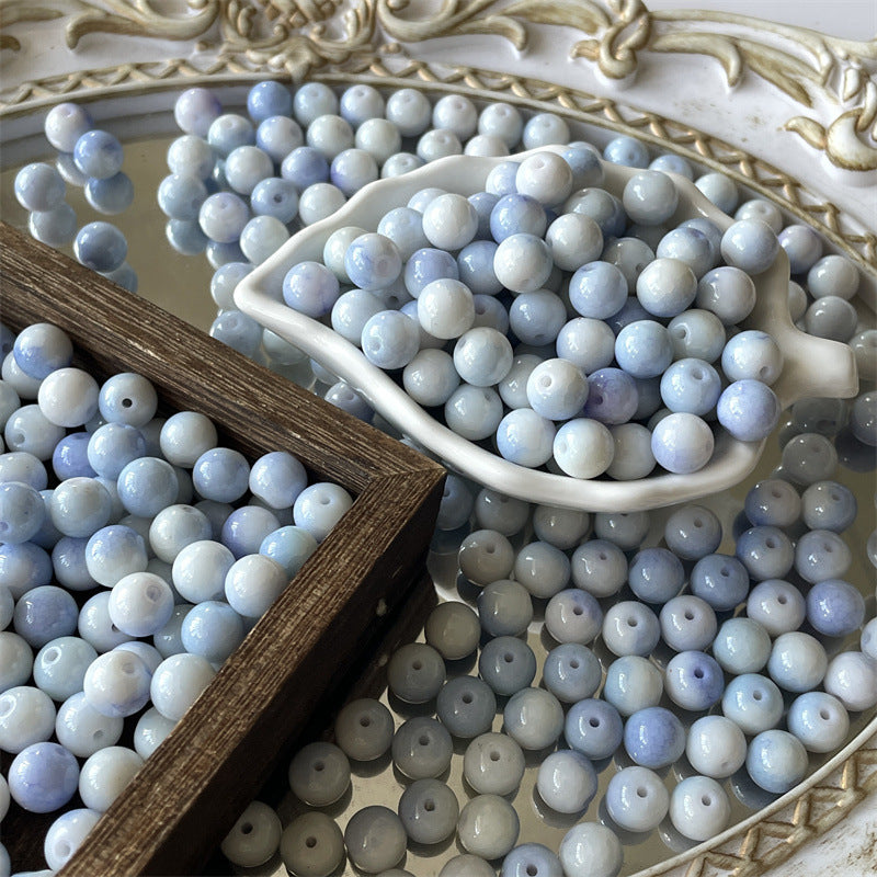 Crackle Round Glass Beads 10mm Imitation Porcelain Pastel Colors 120pcs 26