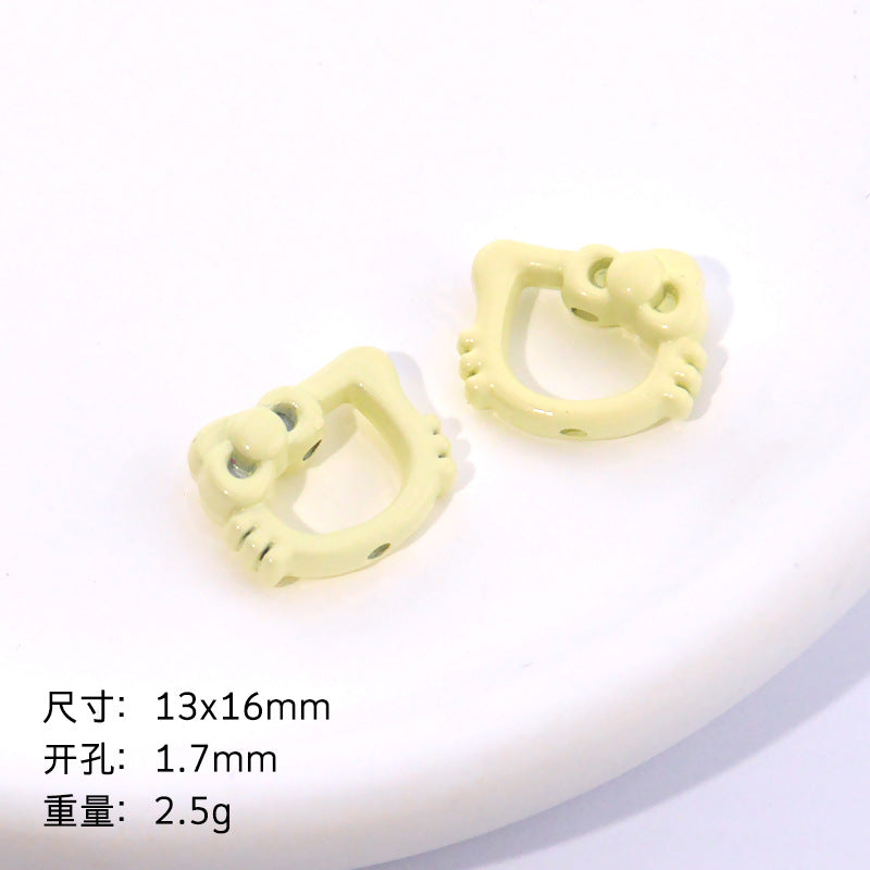 Hollow Kitty Metal Beads 16mm Painted Plating Alloy 20pcs 11