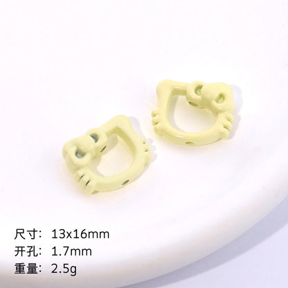 Hollow Kitty Metal Beads 16mm Painted Plating Alloy 20pcs 11
