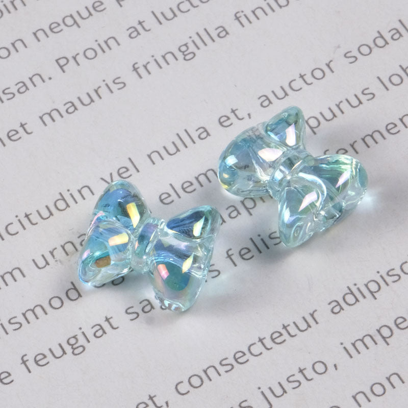 Transparent Plating Bow Acrylic Beads 15.6*14mm Candy Colored 100pcs 6