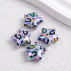 Plated Star Acrylic Beads 15mm Colored UV Plating Leopard Print 50pcs 8
