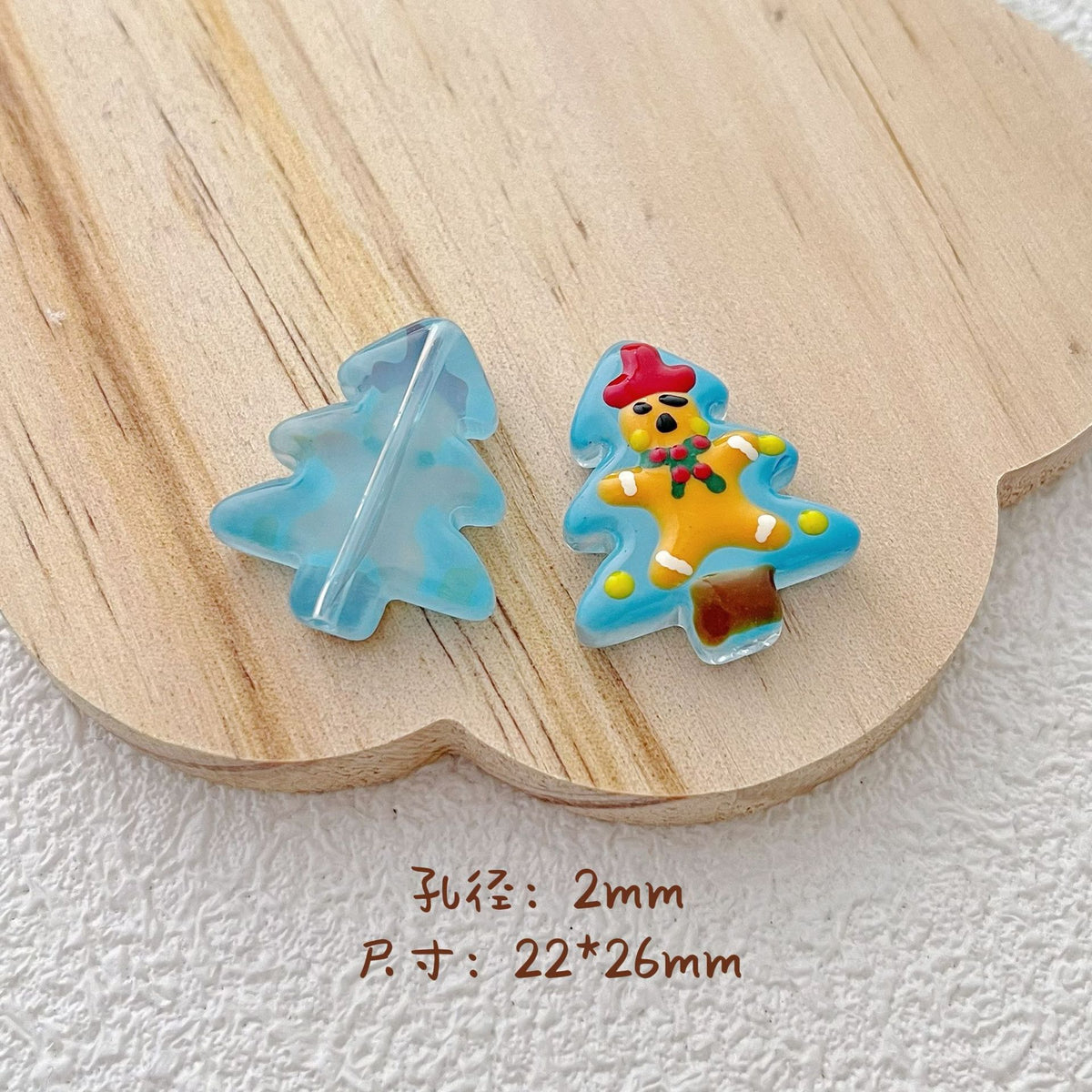 Hand Painted Christmas Tree Glass Beads 26mm Cartoon Pattern 1pc 10