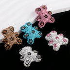 Polymer Clay Bear Rhinestone Beads 30mm Leopard Print Chunky 6pcs 3