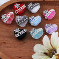 Polymer Clay Heart Rhinestone Beads 20mm Chain Tied 4pcs 4