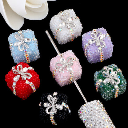 Square Rhinestone Beads 18mm 19mm Imitation Granulated Sugar Gift Box 2pcs 4
