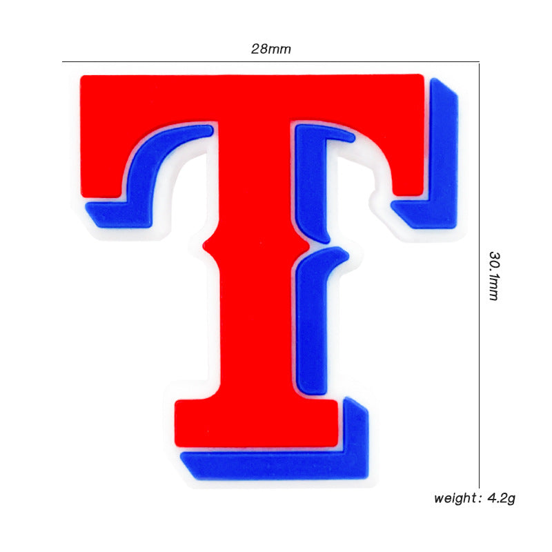 Silicone Focal Beads English Letter T Varsity Style Layered Color Blocking 20pcs 2