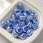 UV Plating Striped Resin Beads 11mm Glossy Round 20pcs 7