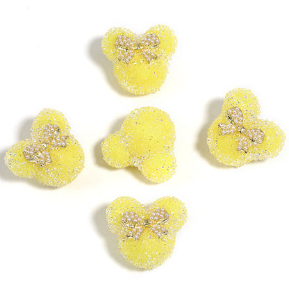Bow Mickey Head Rhinestone Beads 29mm Pearl Bow 5pcs 11