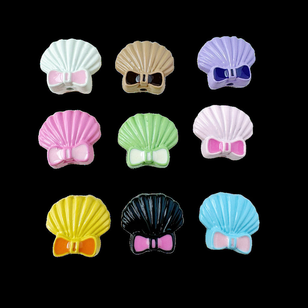 Shell and Mermaid Tail Metal Beads 14mm Glossy Pastel Painted Alloy 10pcs 15