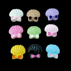Shell and Mermaid Tail Metal Beads 14mm Glossy Pastel Painted Alloy 10pcs 15