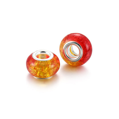 Acrylic Round Spacer Beads 14mm Gradient Two-Color Imitation Crack 100pcs 7