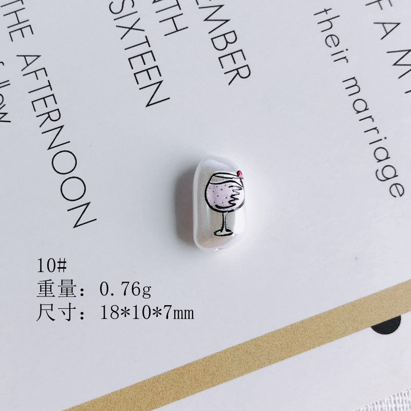 Hand Painted Irregular Shaped Acrylic Beads Imitation Pearl 10pcs 14