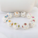 Pearl Encrusted Cube Clay Beads 20mm Rhinestone Accent 5pcs 2