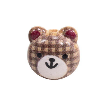 Cartoon Character Bear Head Acrylic Beads 17mm Colorful 10pcs 19