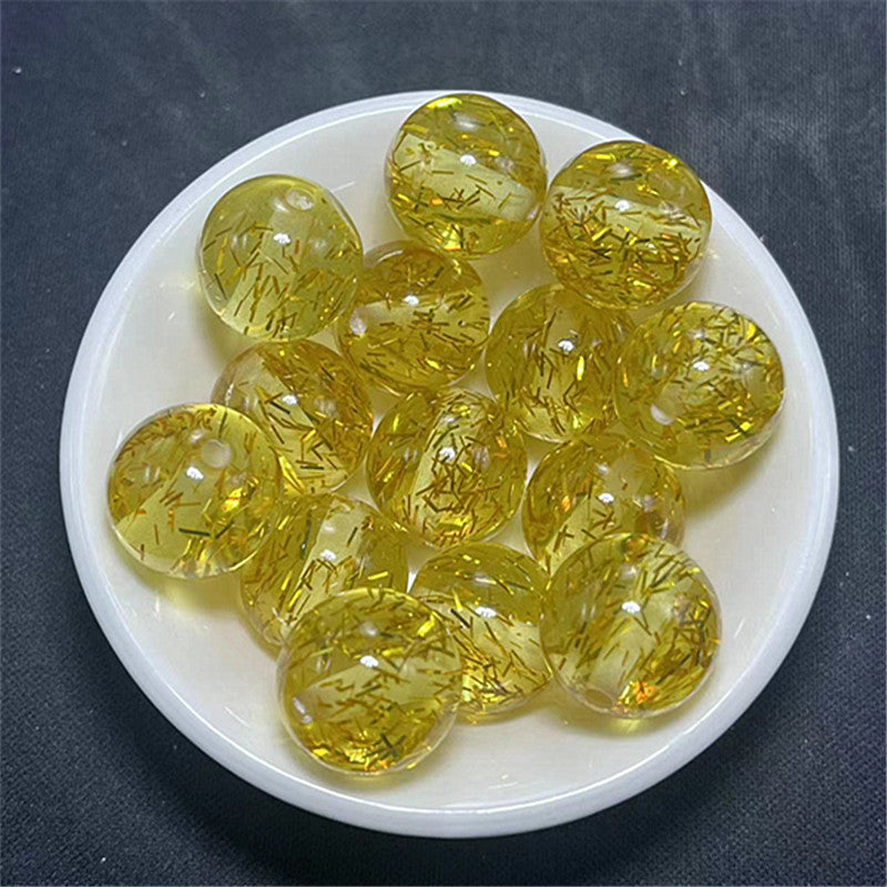 Clear Tinsel Filled Resin Beads 16mm Round Shimmering Blue 100pcs 9