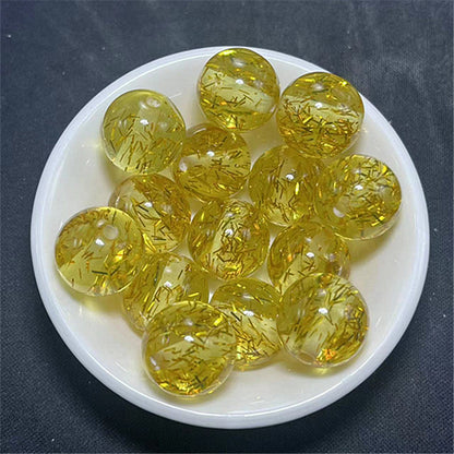 Clear Tinsel Filled Resin Beads 16mm Round Shimmering Blue 100pcs 9