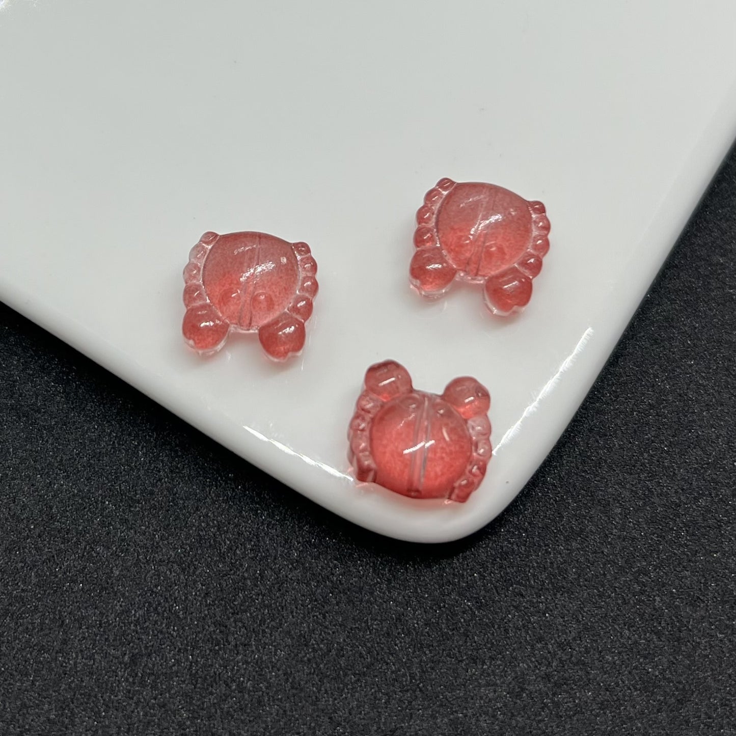 Small Crab Glass Beads 14mm Transparent Assorted Colors 100pcs 10