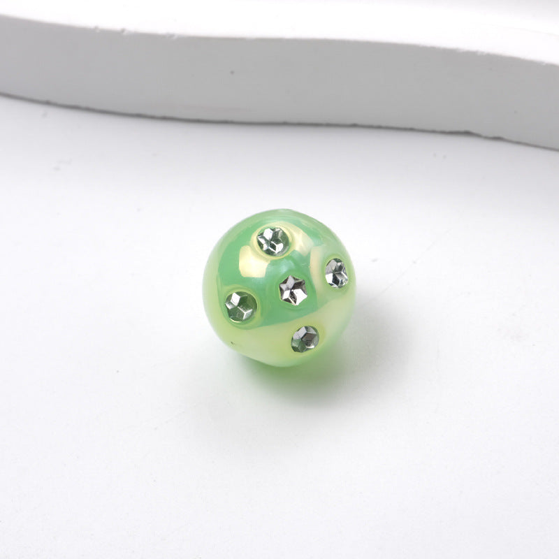 Plated Round Acrylic Beads 16mm UV Rhinestone Embedded 50pcs 11