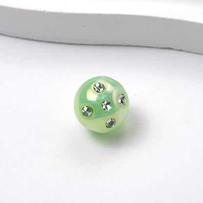 Plated Round Acrylic Beads 16mm UV Rhinestone Embedded 50pcs 11