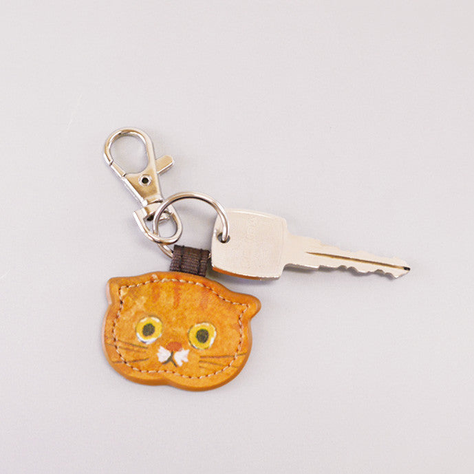 Kawaii Cat Keychain PU Leather Cute Animal Design 2pcs 8cm 3