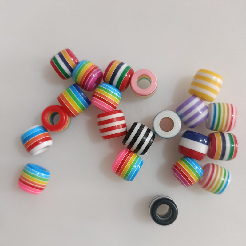 Striped Resin Beads 12mm Large Hole Multicolor Chunky 100pcs 2