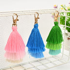 Layered Tassel Keychain Cotton Soft Texture with Metal Clasp 4