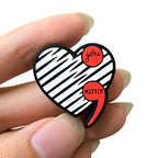 Silicone Focal Beads Heart with Red Comma Image 20pcs 5