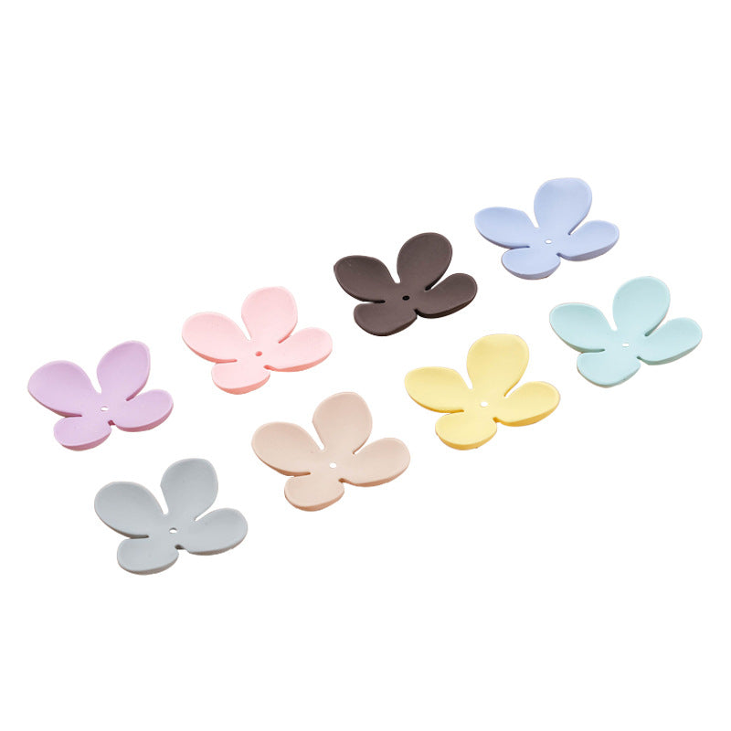 Rubberized Four-Petal Flower Acrylic Beads 41mm Matte Pastel 50pcs 5