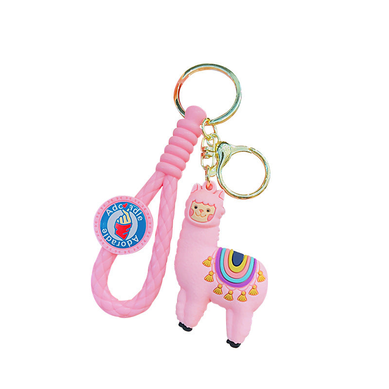 Rainbow Alpaca Keychain Soft Rubber Pastel Colors 5