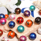 Plating Round Acrylic Beads 16mm Gilded Stamping Ethnic Style 50pcs