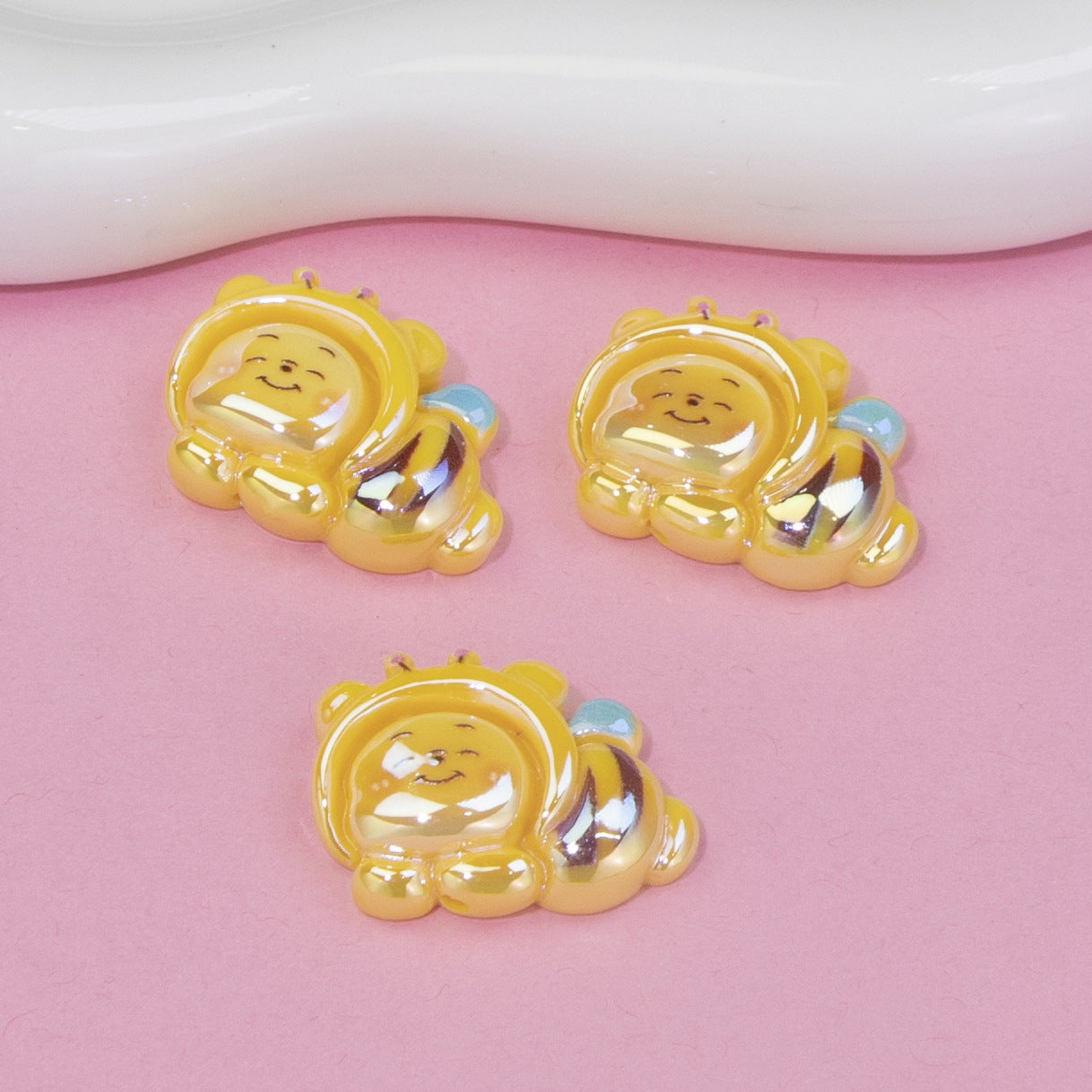 Glossy Pastel Resin Bear Resin Beads Playful Charm 10pcs 8