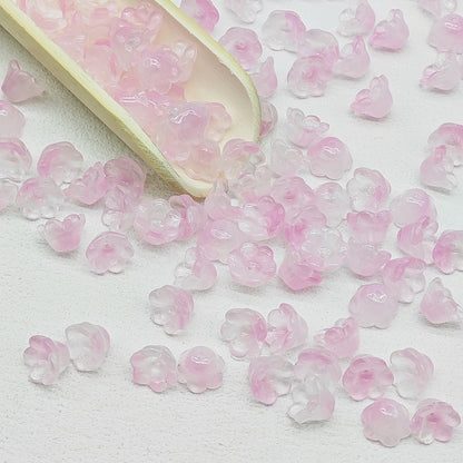 Campanula Flower Glass Beads 7x12mm Frosted Glossy Pastel 50pcs 32