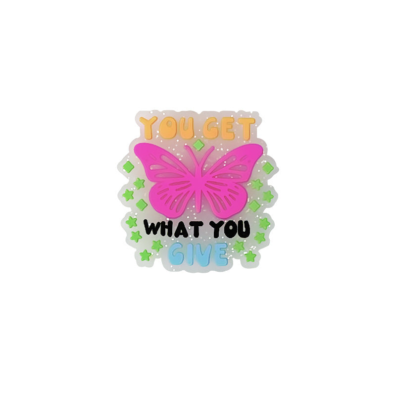 Silicone Focal Beads Phrase Glow In The Dark Vibrant Phrases 20pcs 10