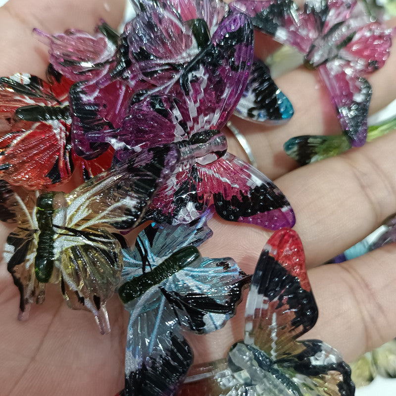 Transparent Swallowtail Acrylic Beads 25x45mm Colored Printing 100pcs 6