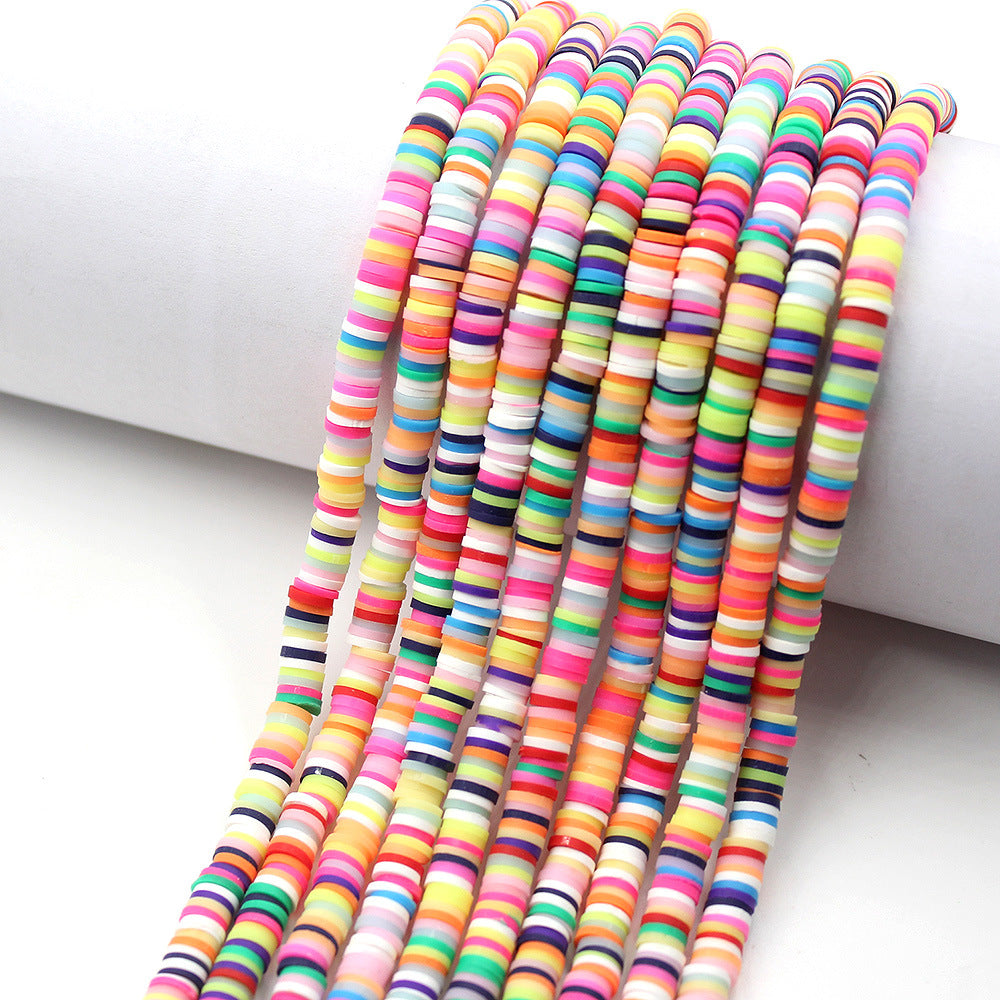 Flat Clay Beads 6mm Colorful Polymer Spacer Disc 10strands 19