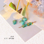 Vintage Transparent Green Gilded Pattern Acrylic Beads 1pc 6