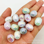 Plated Oval Acrylic Beads 20mm Imitation Pearl Pastel Shimmer 25pcs 2