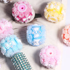Floral Bubblegum Beads 20mm Bow Rose Cluster Polymer Clay 5pcs