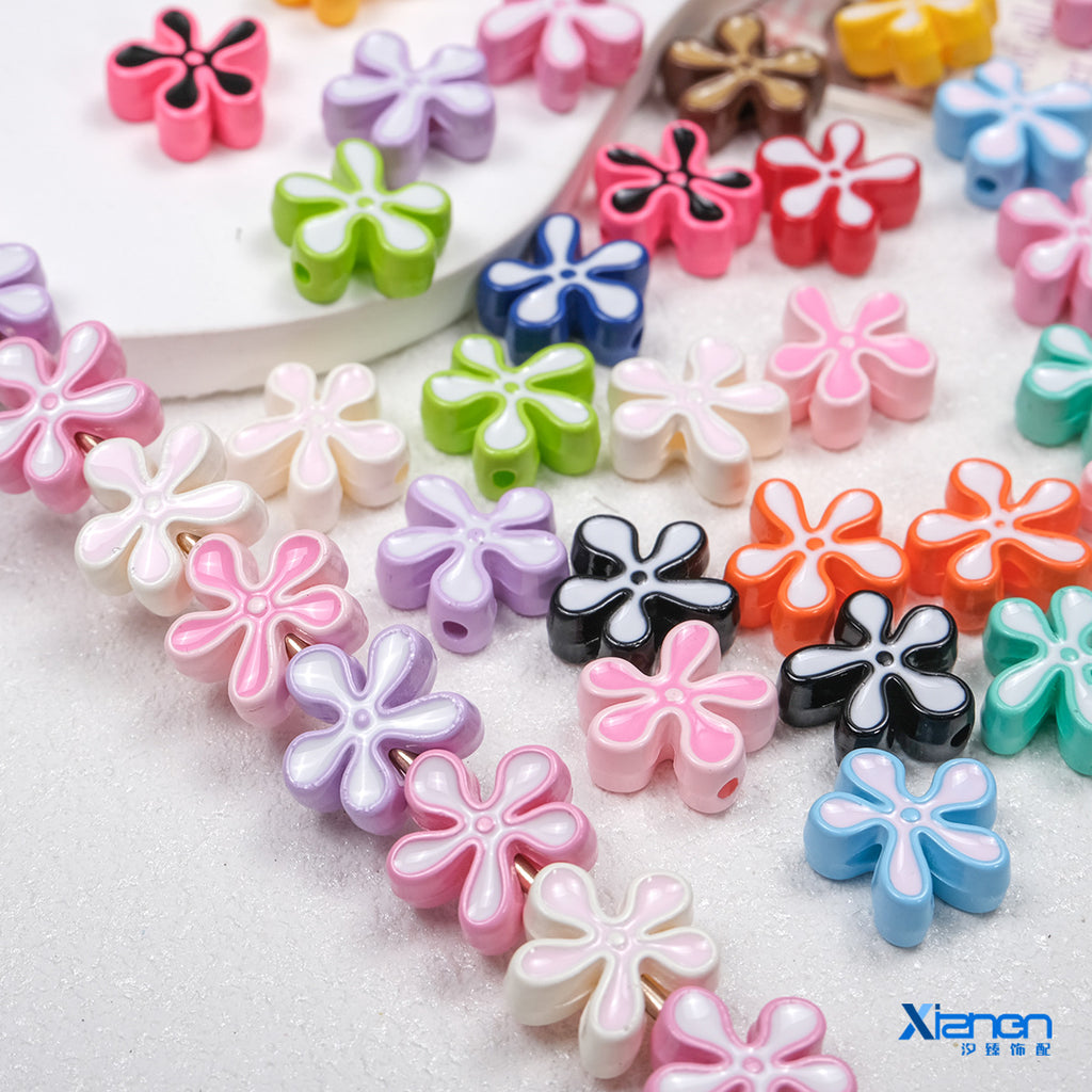 Irregular Sponge Flower Acrylic Beads 14mm Glossy Colorful 50pcs 5